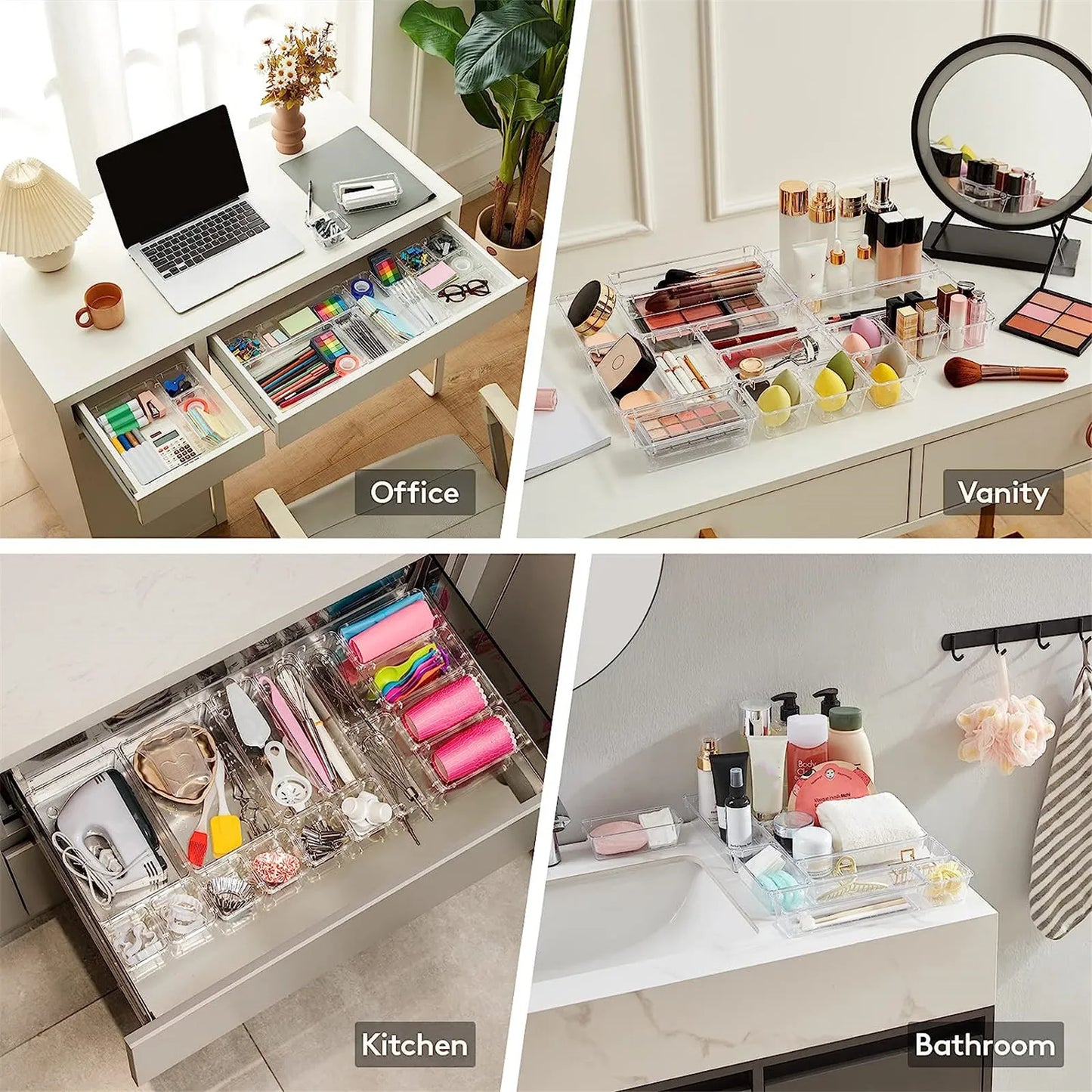 Clear Drawer Organizer Set